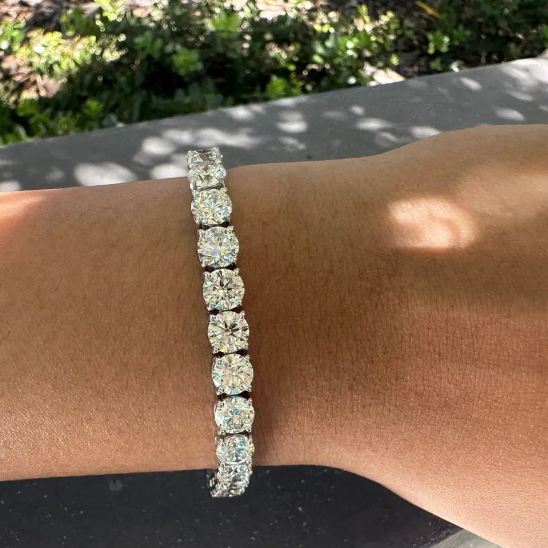 Moissanite 20.00 CT Round Diamond Mid-Century Bracelet Jewel Carts