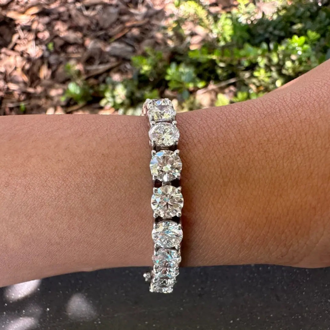 Moissanite 20.00 CT Round Diamond Mid-Century Bracelet Jewel Carts