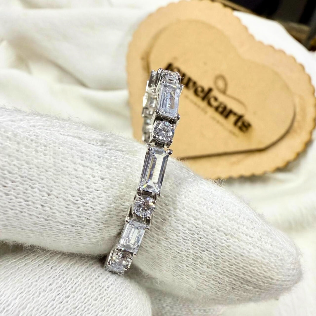 Alternating Baguette and Round Diamond Tennis Bracelet