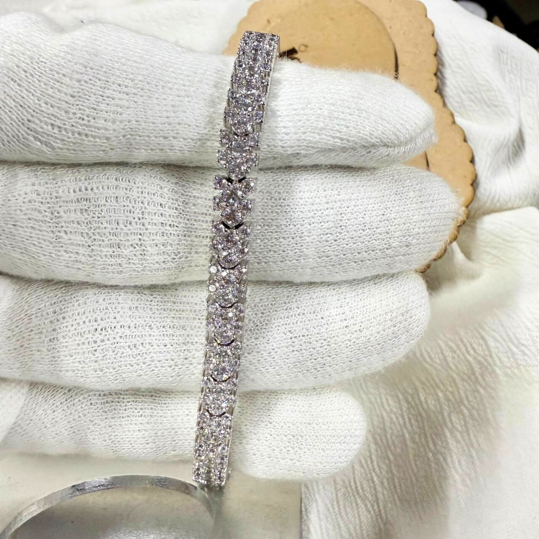 10KT White Gold Three Row Tennis Bracelet Jewel Carts