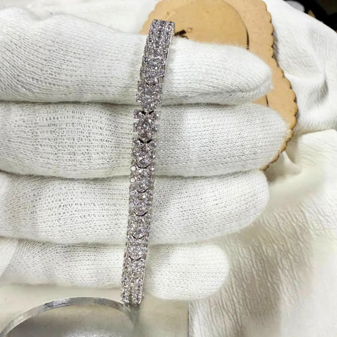 10KT White Gold Three Row Tennis Bracelet Jewel Carts