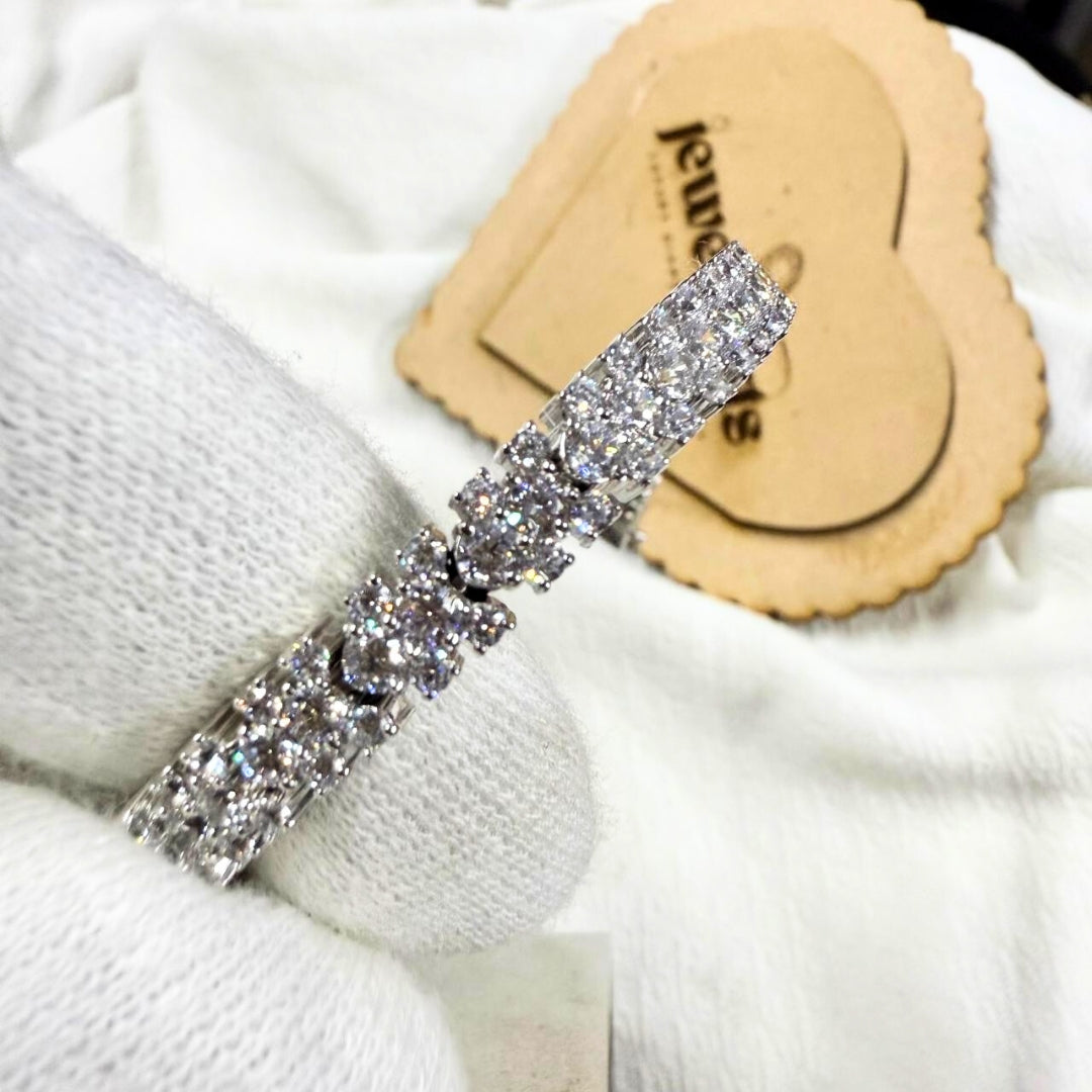 10KT White Gold Three Row Tennis Bracelet