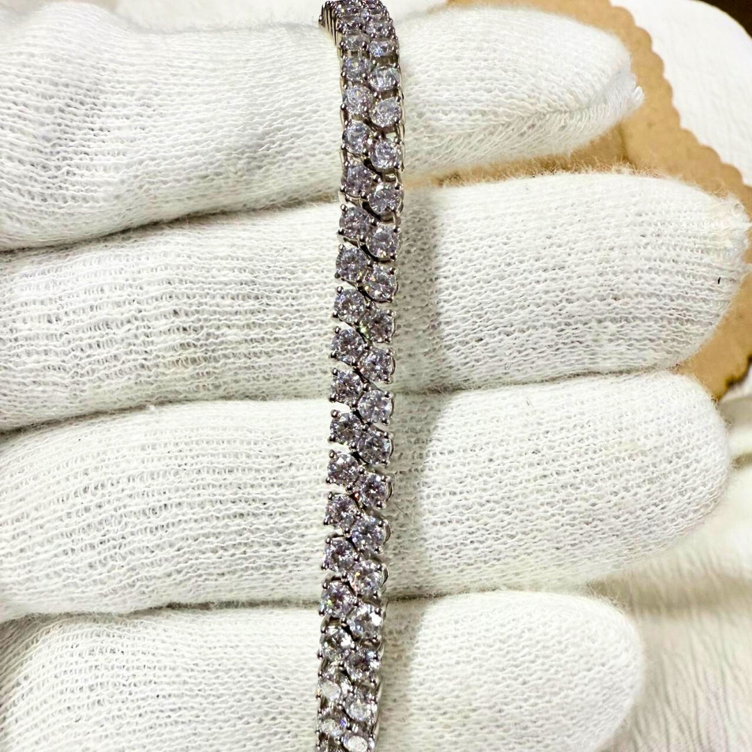 Two Line Classic 9.00 CT Round Diamond Bracelet Jewel Carts