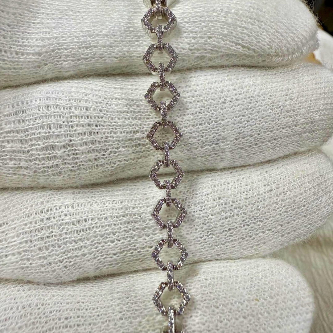 Unique Hexagon Shape Geometric Diamond Bracelet Jewel Carts