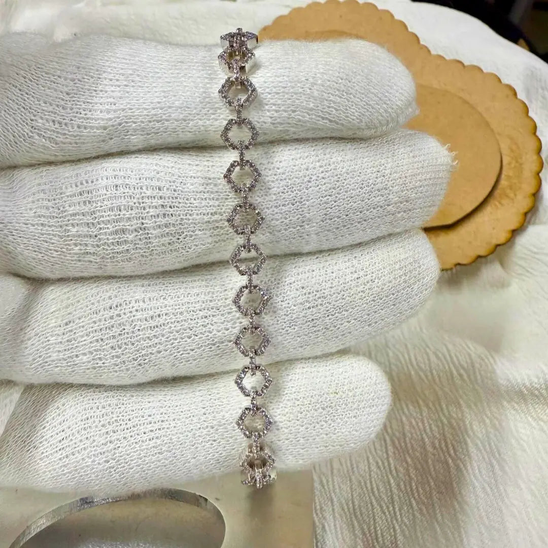 Unique Hexagon Shape Geometric Diamond Bracelet Jewel Carts