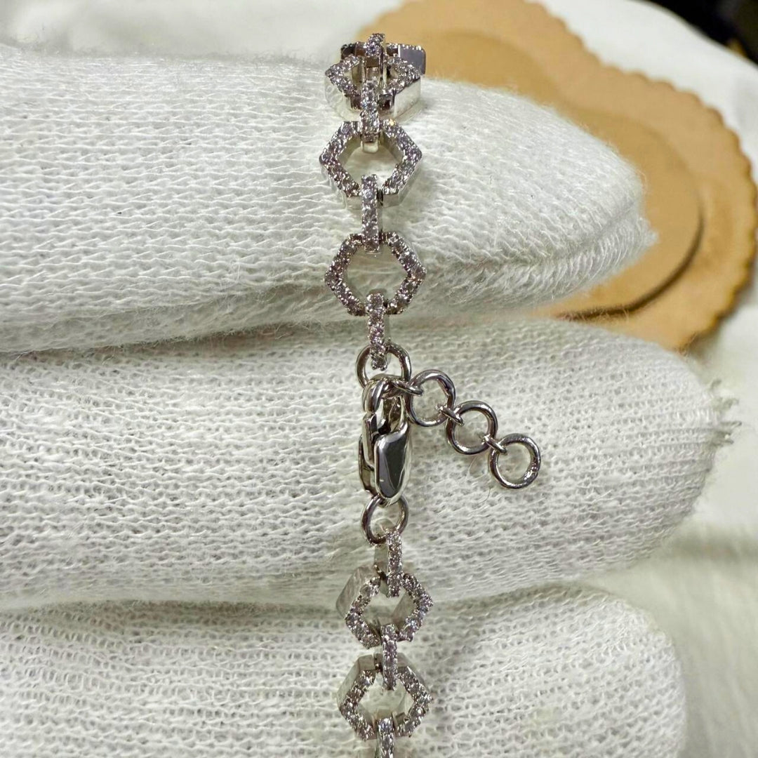 Unique Hexagon Shape Geometric Diamond Bracelet