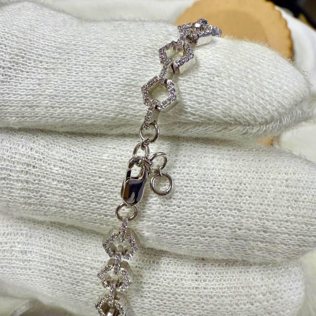 Unique Hexagon Shape Geometric Diamond Bracelet Jewel Carts