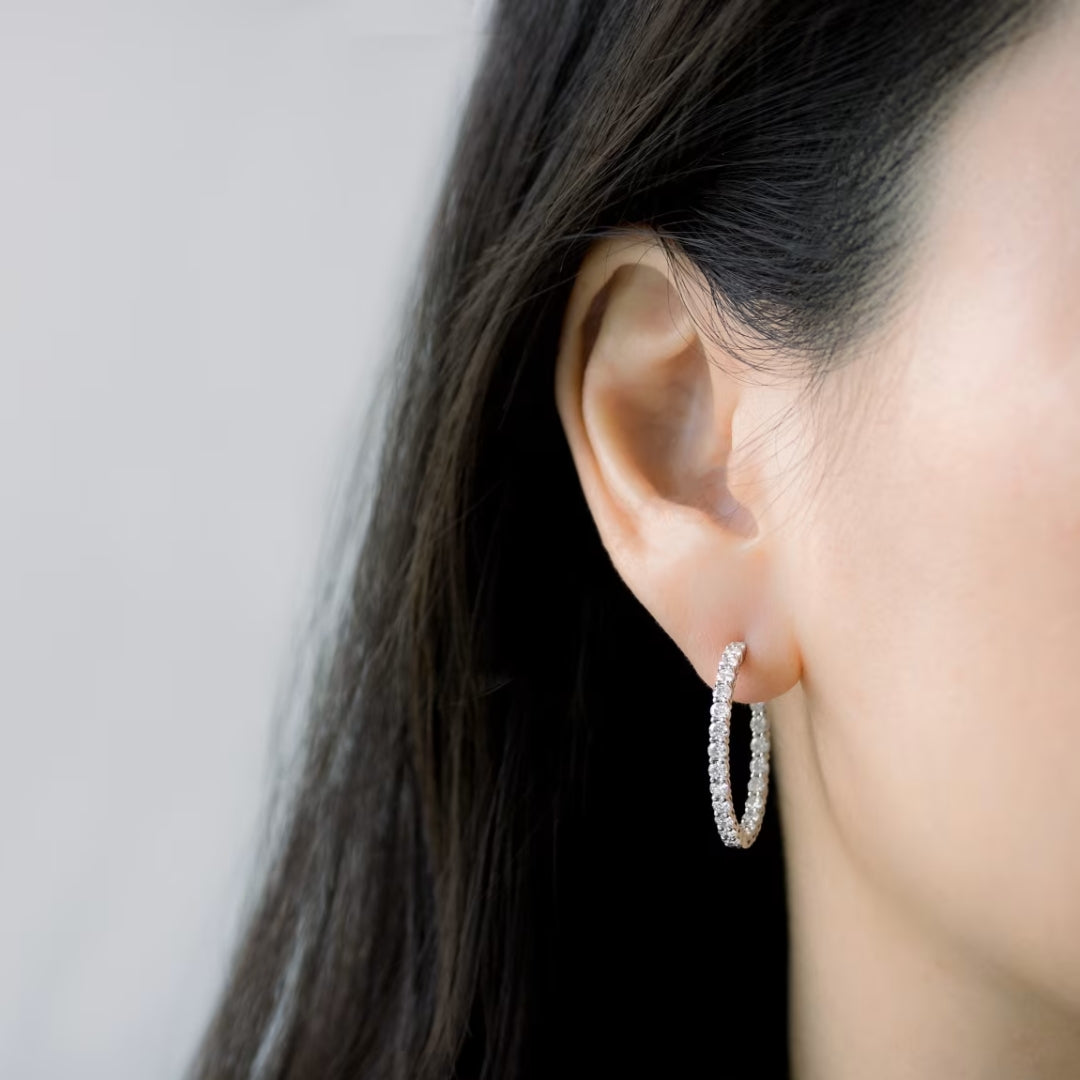 GemGrace Round Cut Diamond Hoop Earring
