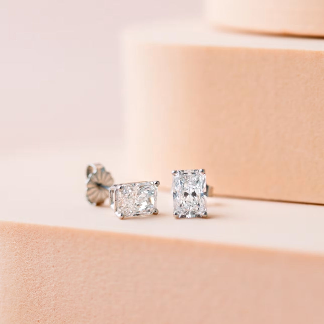 Dinky Radiant Cut Diamond Stud Earring