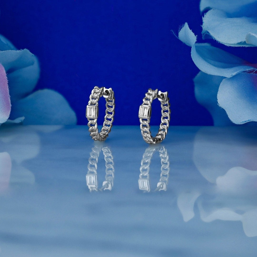 Moissanite 1.80 CT Emerald Cut Diamond Hoop Earring