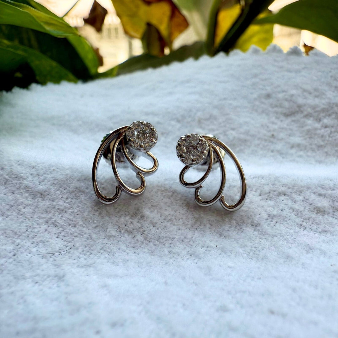 Floral Design White Gold Fashion Earrings