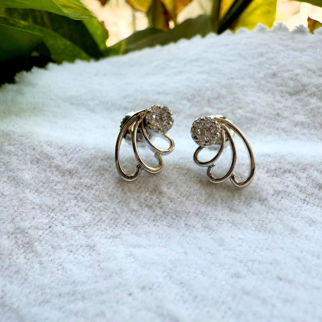 Floral Design White Gold Fashion Earrings