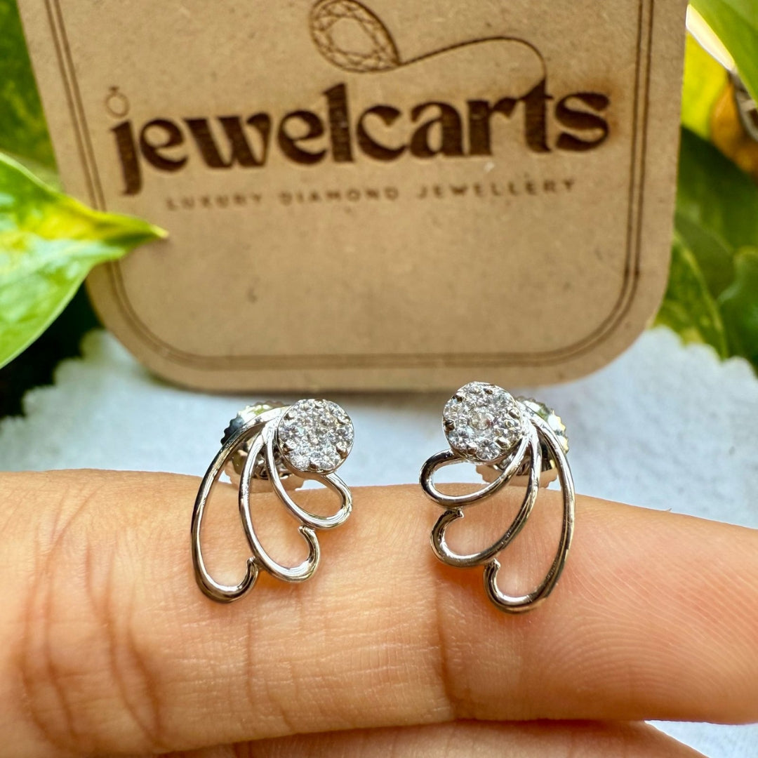 Floral Design White Gold Fashion Earrings