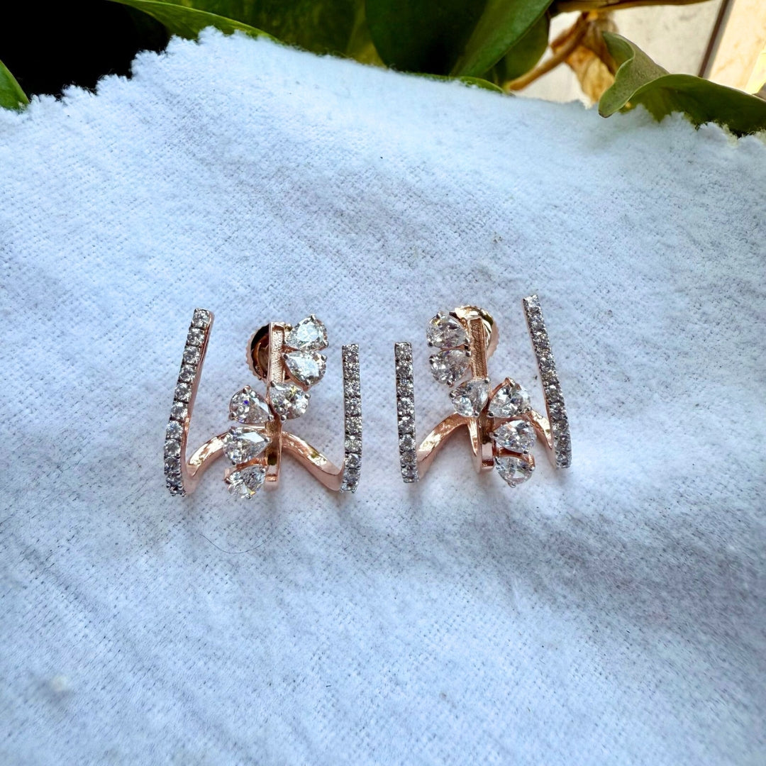 Radiant Rose Gold Unique Design Hoop Earrings