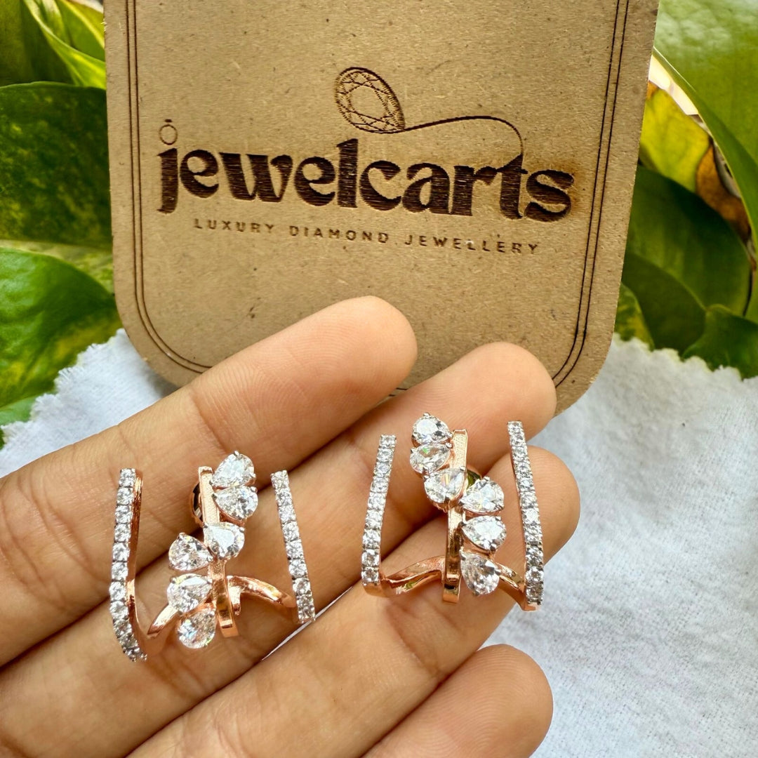 Radiant Rose Gold Unique Design Hoop Earrings