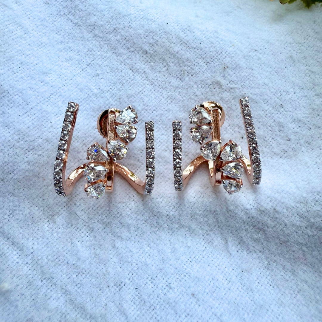 Radiant Rose Gold Unique Design Hoop Earrings
