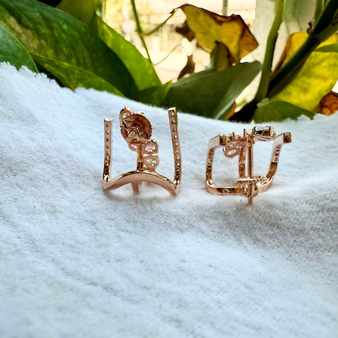 Radiant Rose Gold Unique Design Hoop Earrings