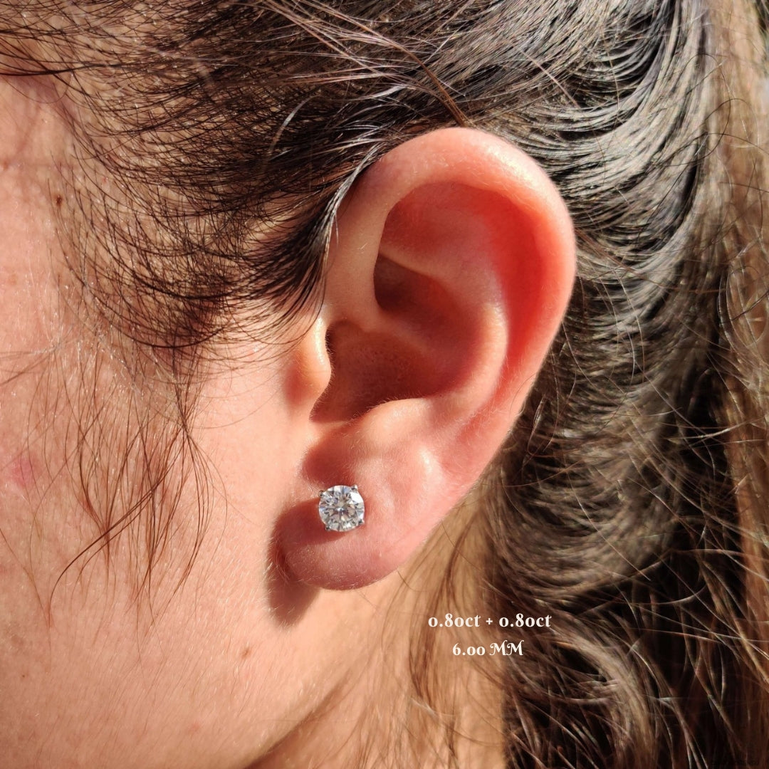 Round Moissanite Stud Earrings Gift for Wife, Mother, Daughter