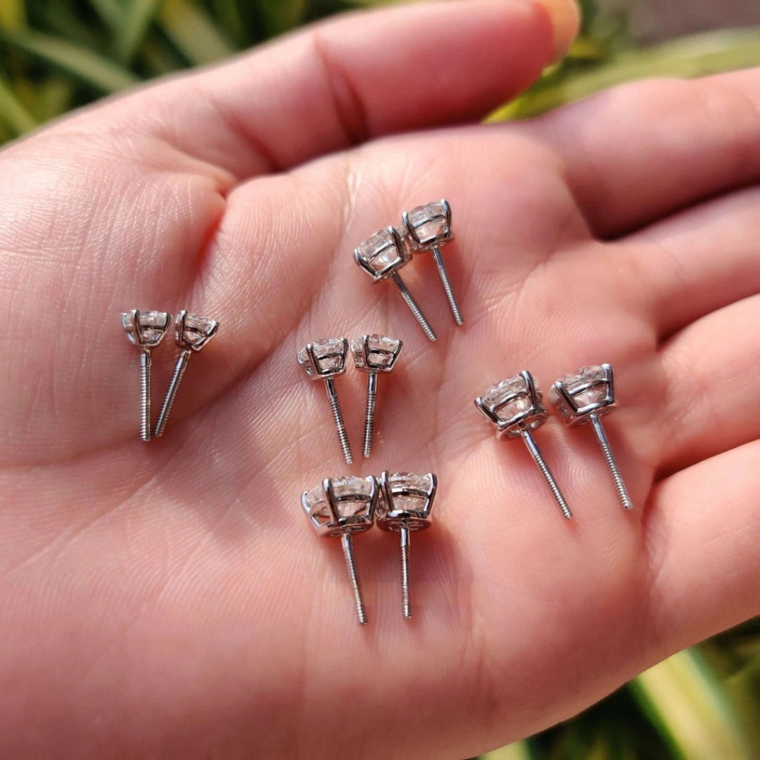 Round Moissanite Stud Earrings Gift for Wife, Mother, Daughter