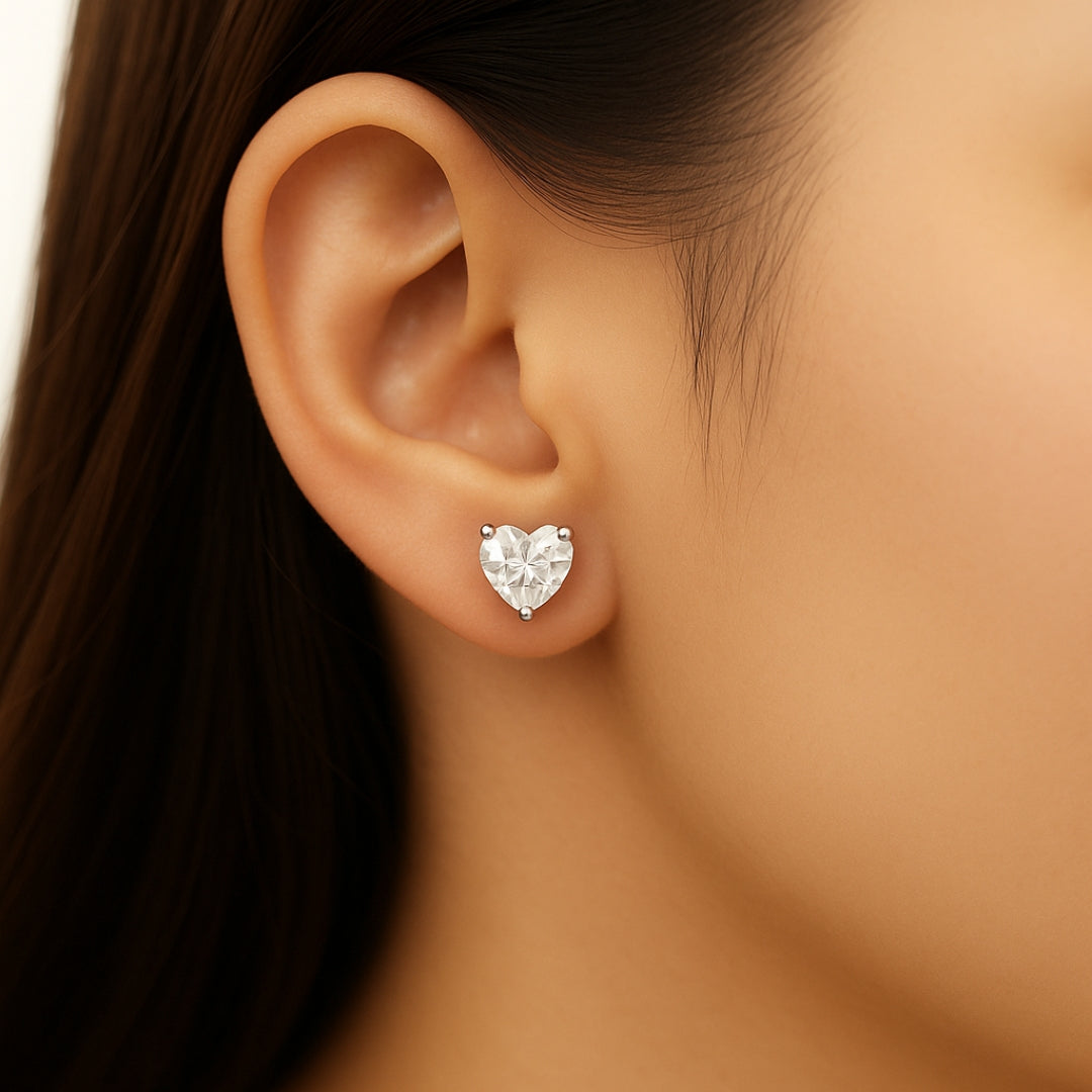Allurement Heart Cut Diamond Stud Earring