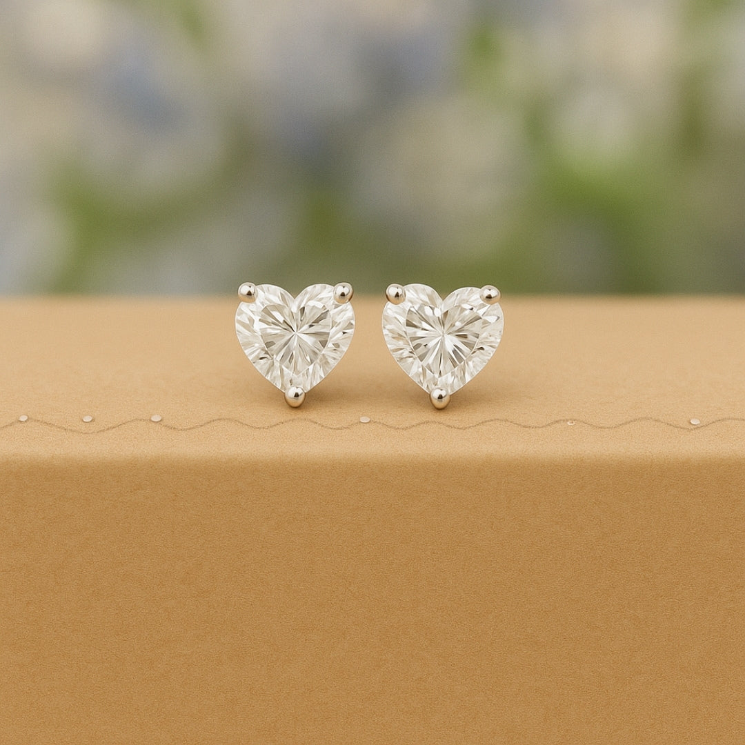 Allurement Heart Cut Diamond Stud Earring
