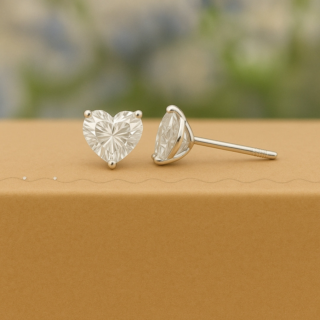 Allurement Heart Cut Diamond Stud Earring