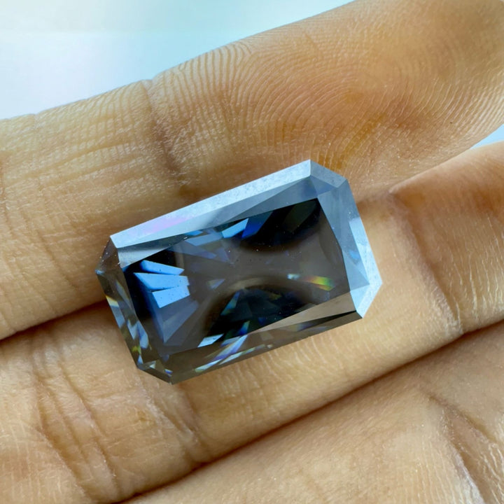 Moissanite 1.00 CT Radiant Cut Dark Blue Loose Diamond