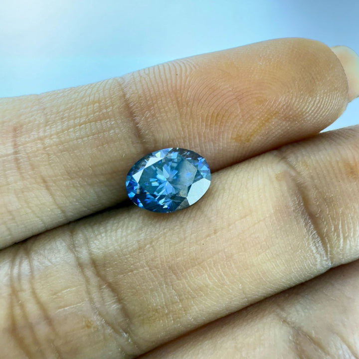 Moissanite 1.00 CT Oval Dark Blue Loose Diamond