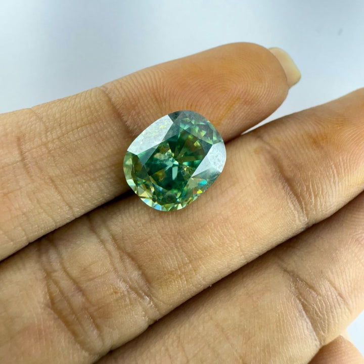 Moissanite 1.00 CT Cushion Shape Green Loose Diamond