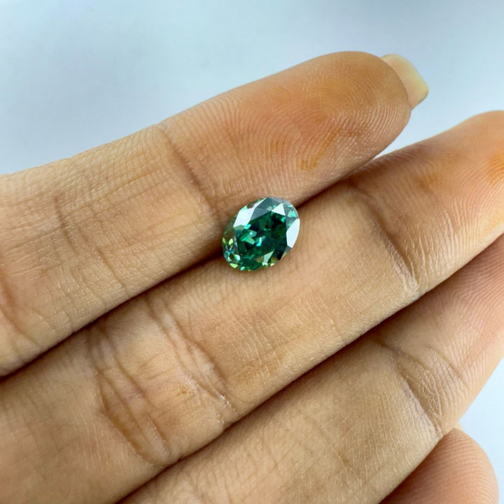 Moissanite 1.00 CT Oval Cut Green Loose Diamond