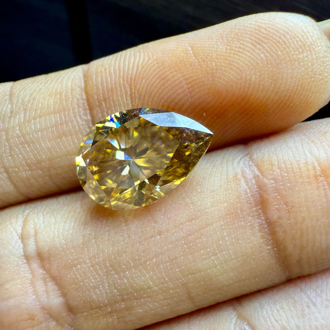 Moissanite 1.00 CT Yellow Pear Cut Loose Diamond