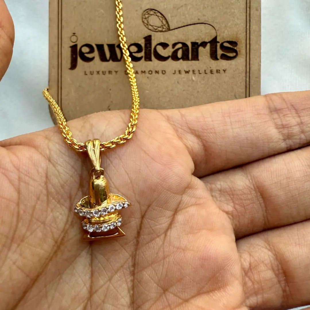 Dainty 14KT Yellow Gold Shivling Pendant Jewel Carts