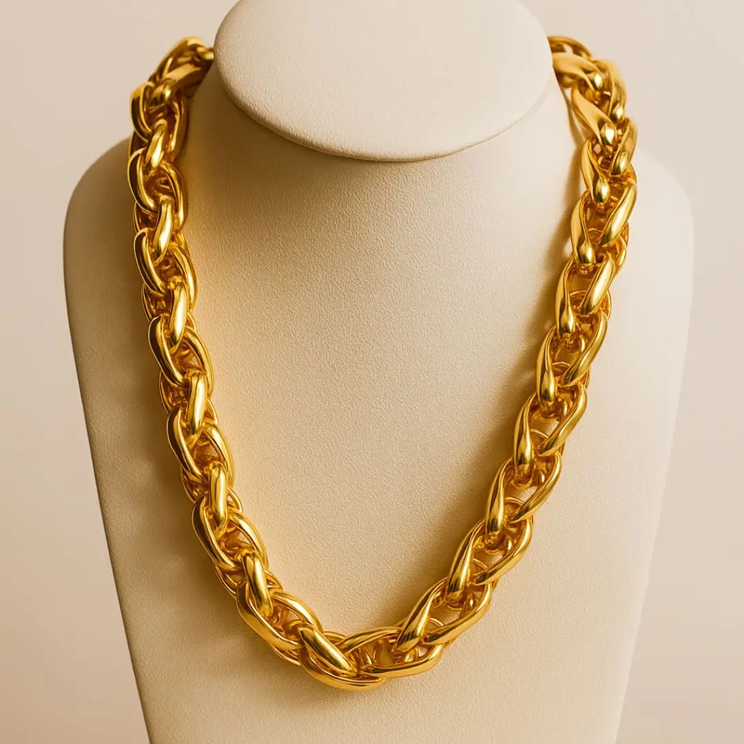 Luxe Weave: Bold Gold Chain Necklace Jewel Carts
