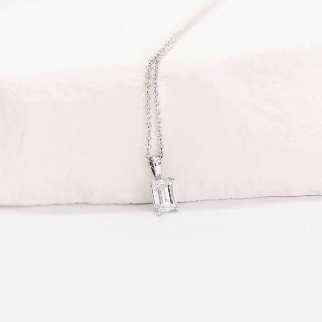 Exuberant Emerald Cut Diamond Necklace