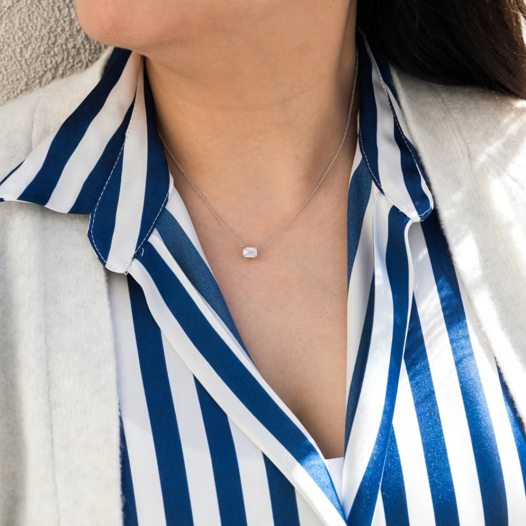 Rich Emerald Cut Diamond Necklace