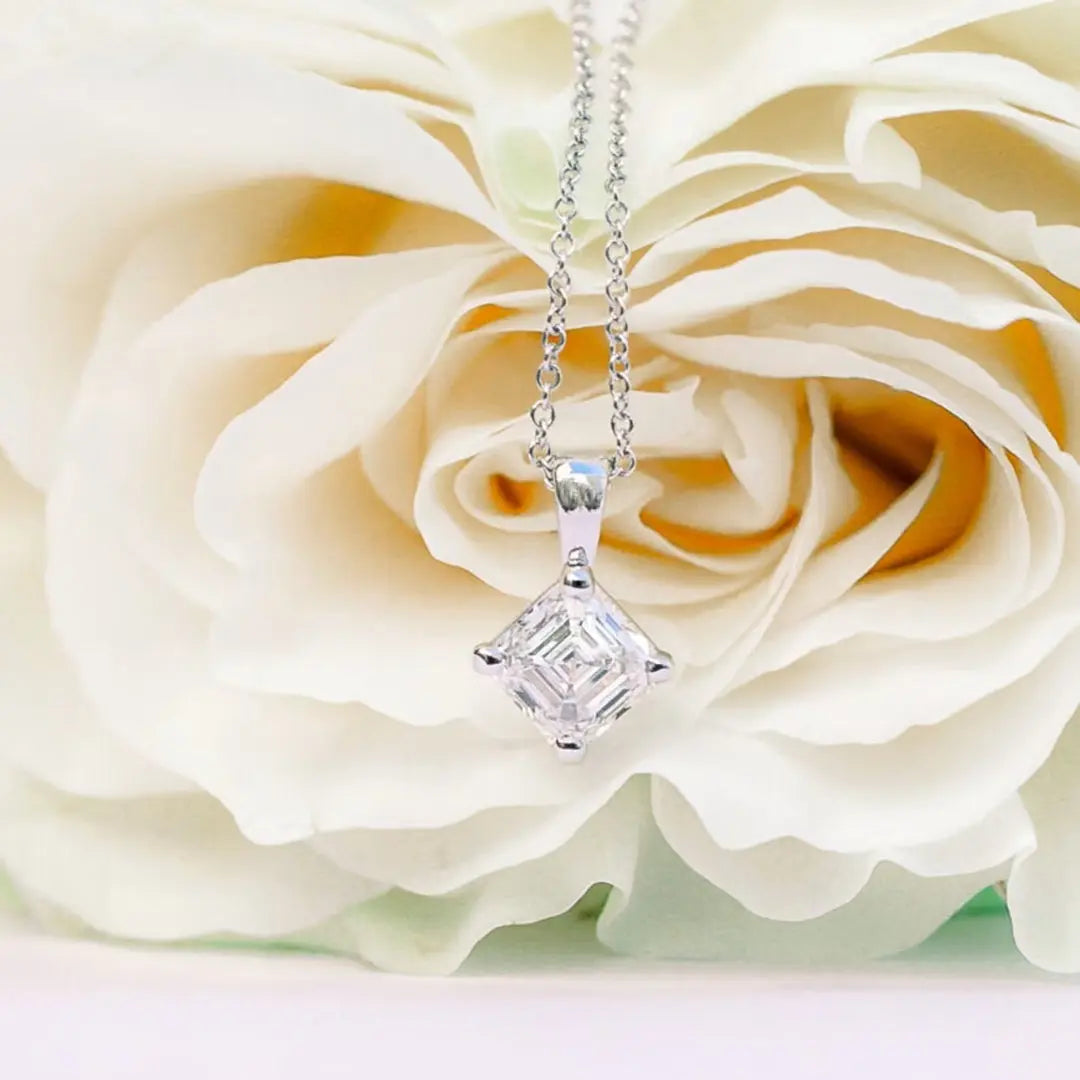 Blooming Asscher Cut Diamond Necklace Jewel Carts