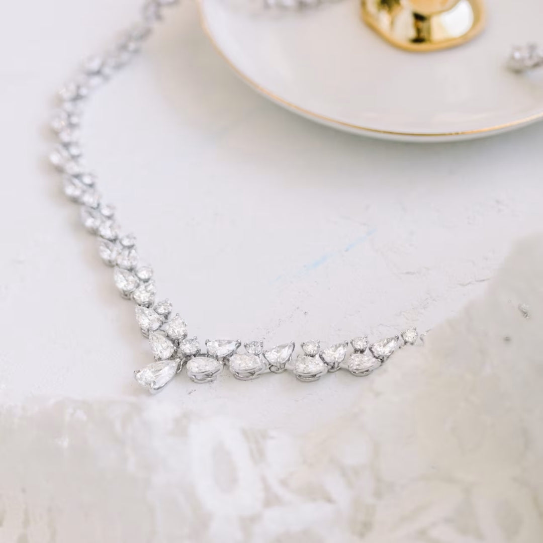 Light Round & Pear Cut Diamond Necklace Jewel Carts