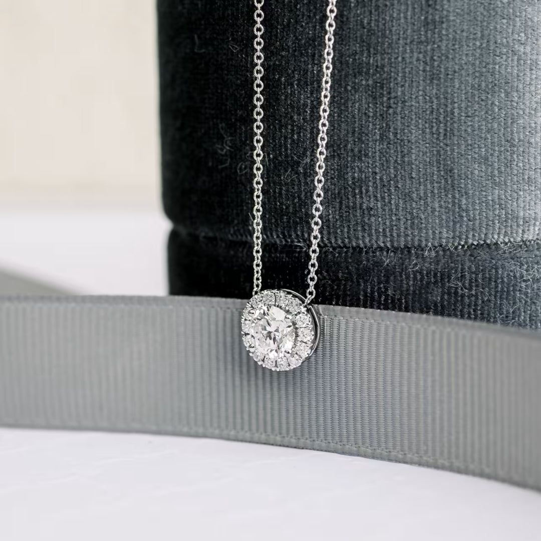 Lustre Round Cut Diamond Necklace Jewel Carts