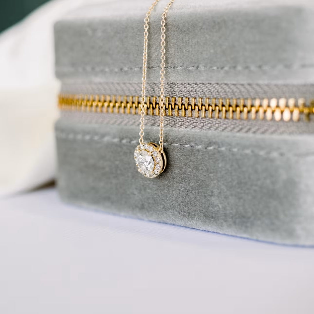 Lustre Round Cut Diamond Necklace Jewel Carts