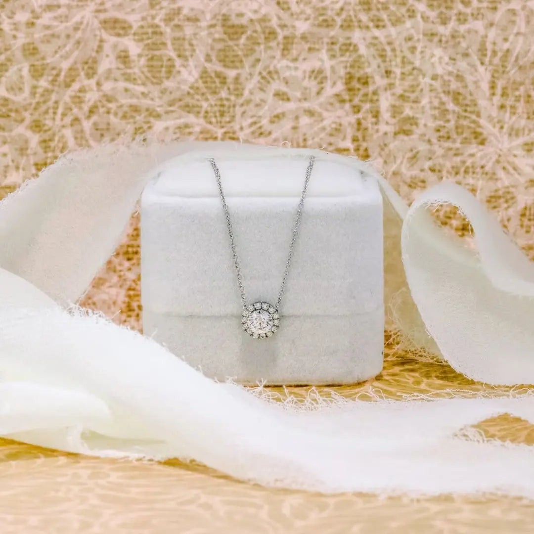 Lustre Round Cut Diamond Necklace Jewel Carts