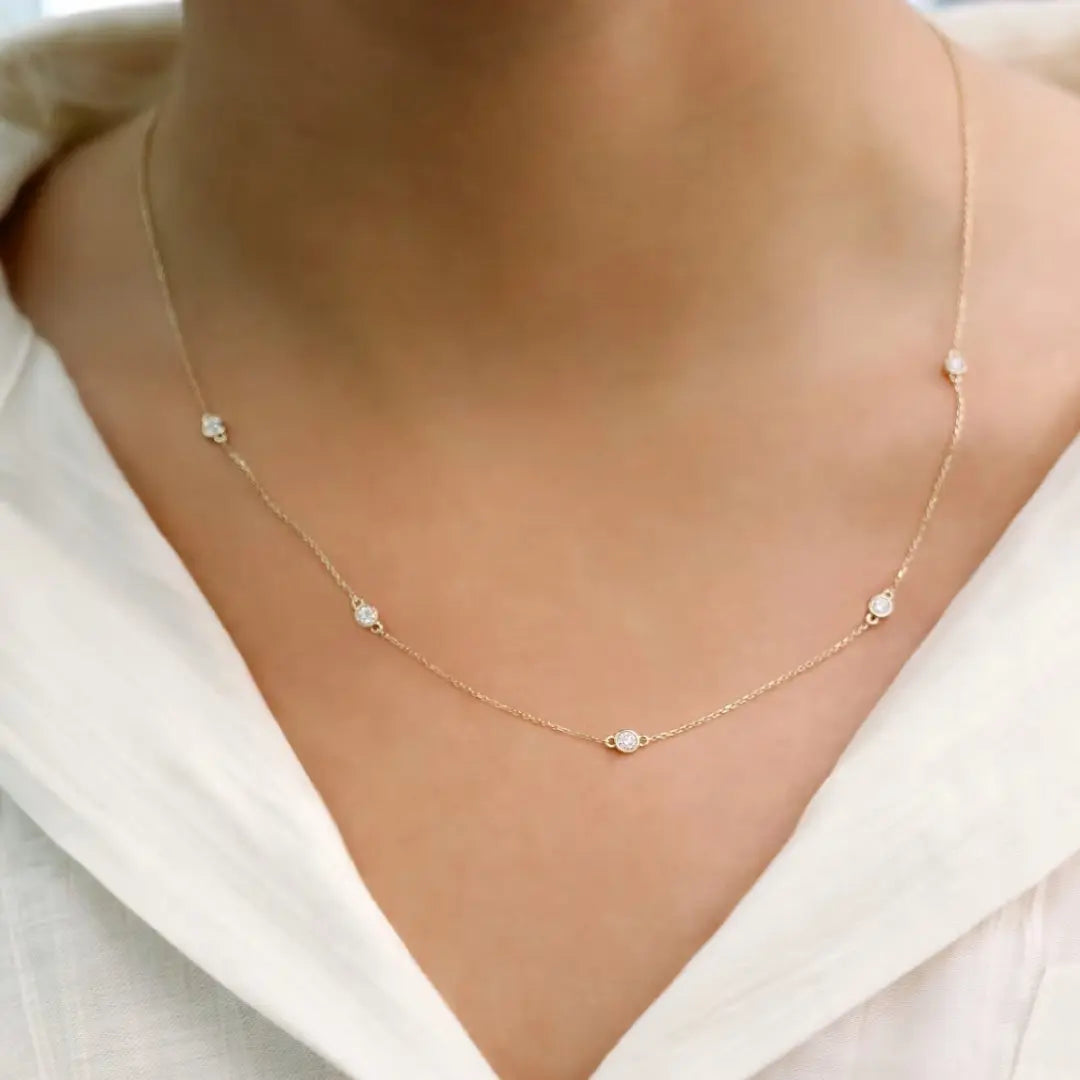 Glossiness Round Cut Diamond Necklace Jewel Carts