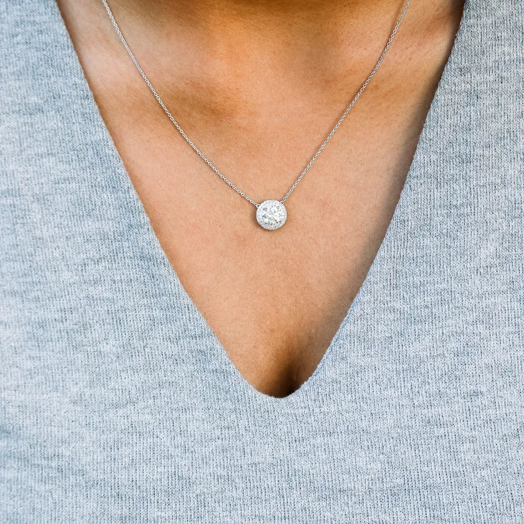 Moissanite 1.50 CT Round Cut Diamond Necklace Jewel Carts