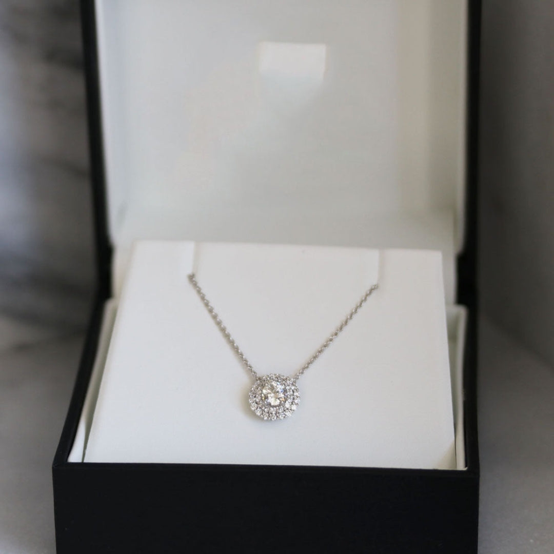 Moissanite 1.50 CT Round Cut Diamond Necklace Jewel Carts