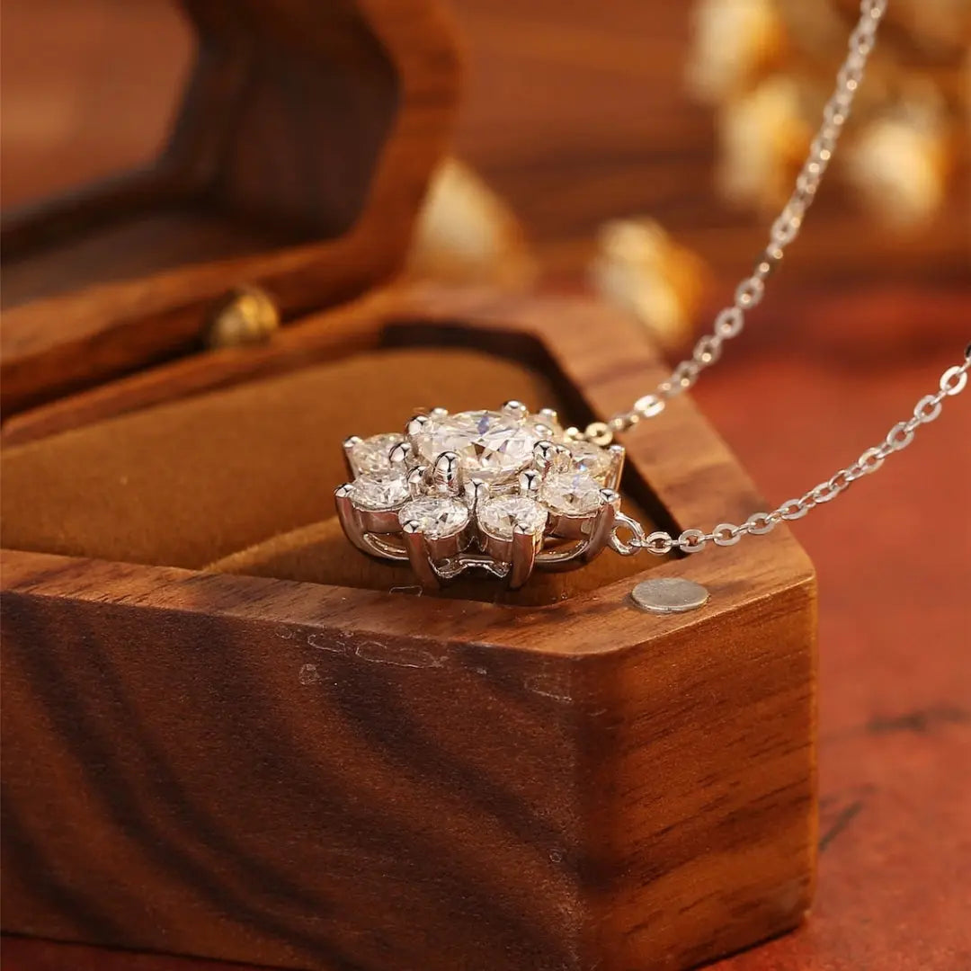 Moissanite 1.53 CT Round Cut Diamond Necklace Jewel Carts