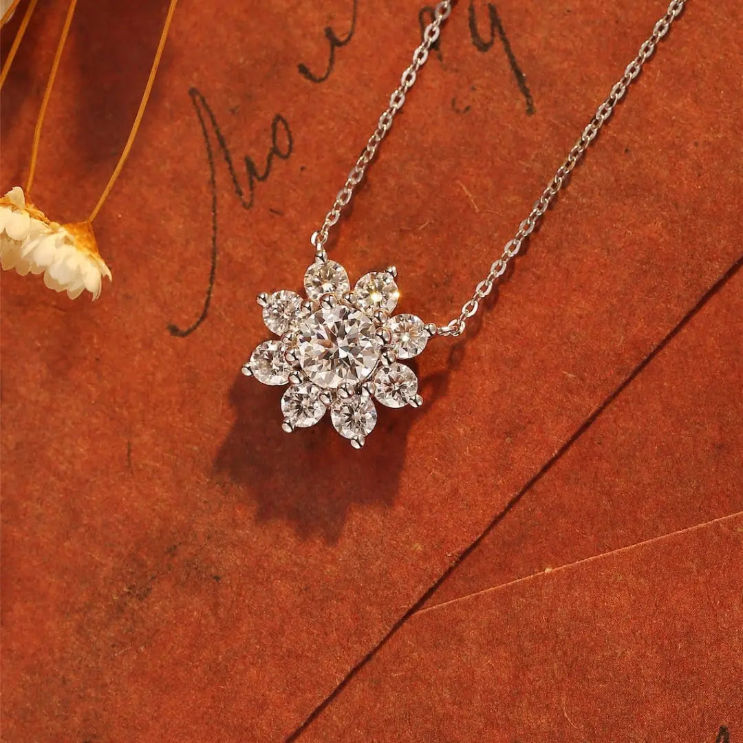 Moissanite 1.53 CT Round Cut Diamond Necklace Jewel Carts