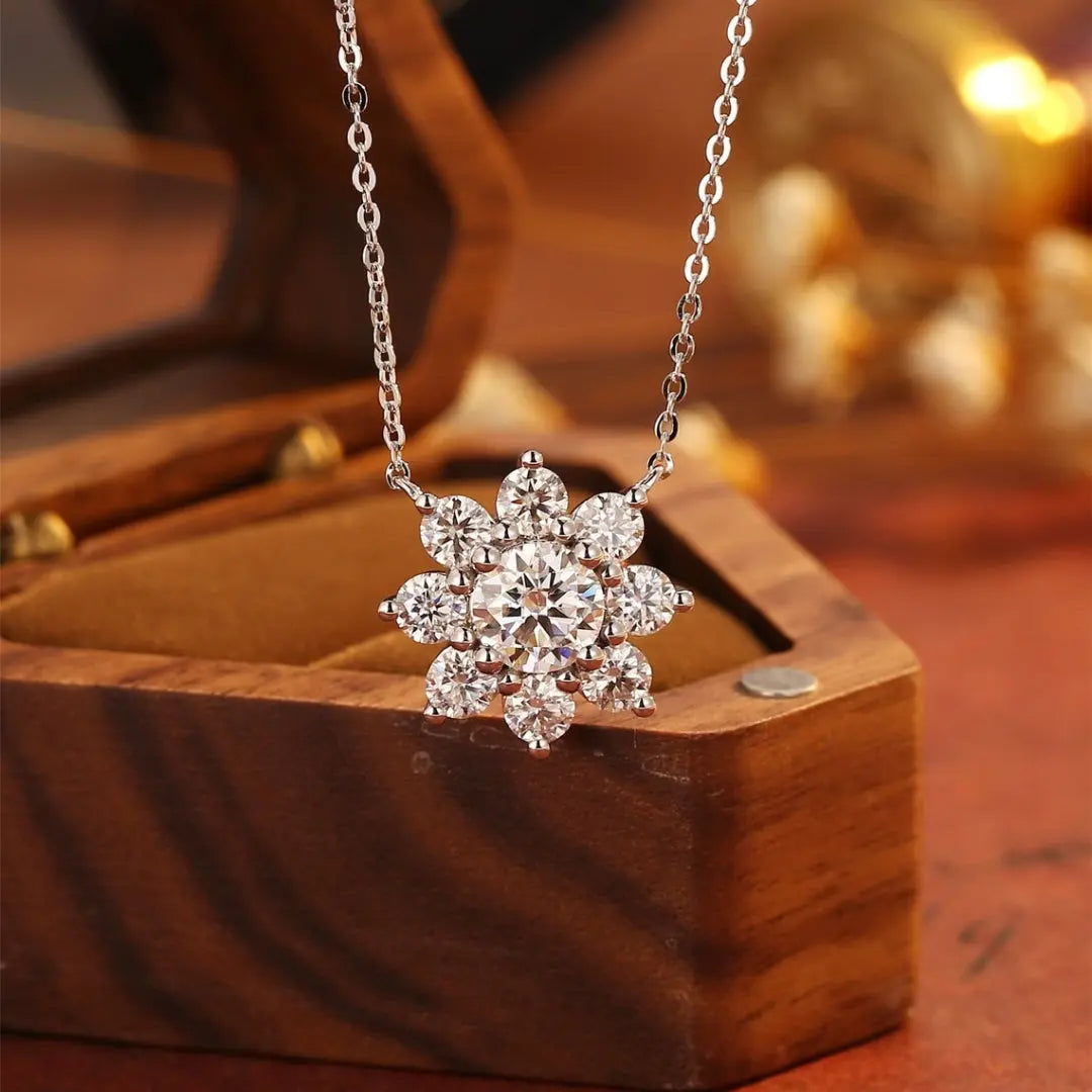 Moissanite 1.53 CT Round Cut Diamond Necklace Jewel Carts