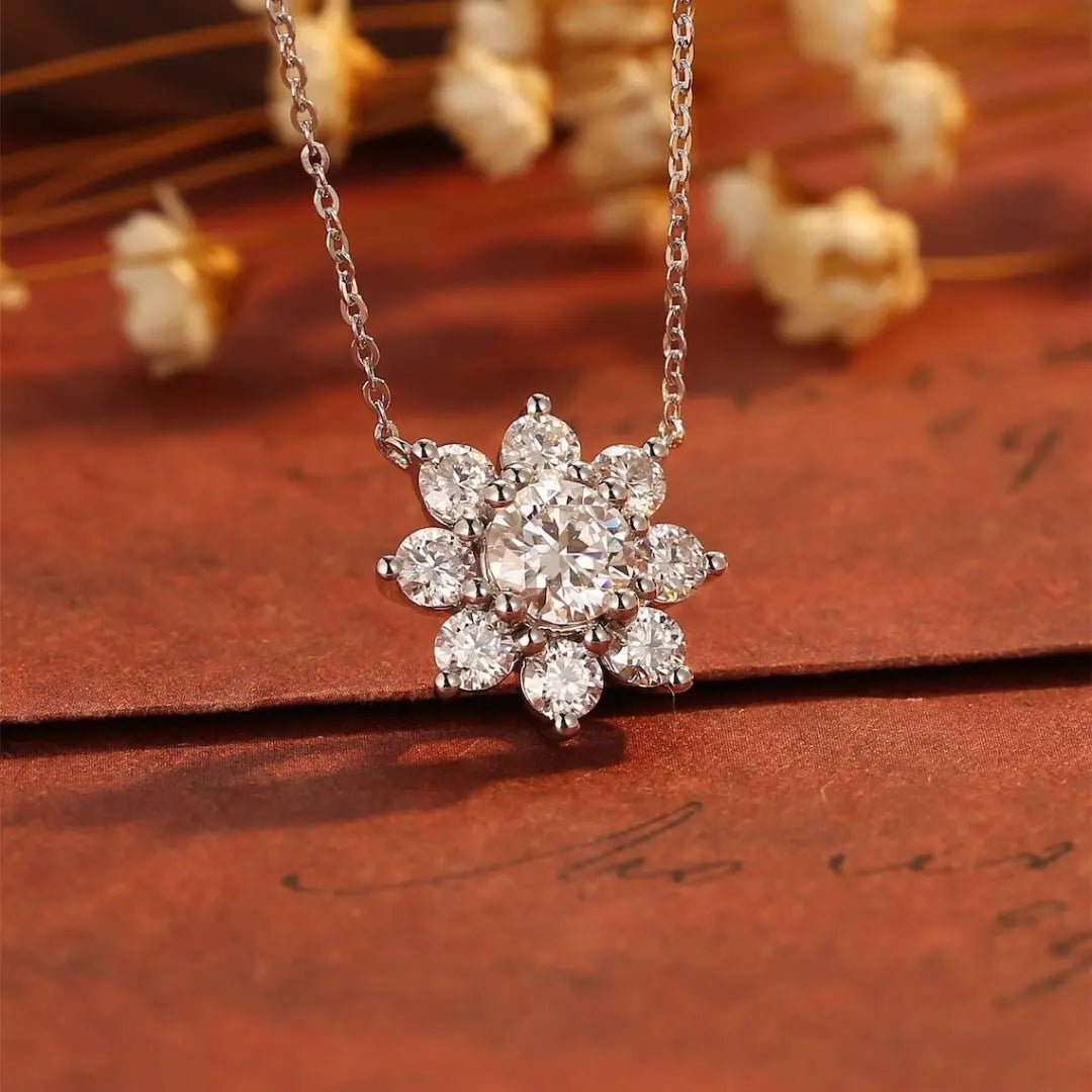 Moissanite 1.53 CT Round Cut Diamond Necklace Jewel Carts