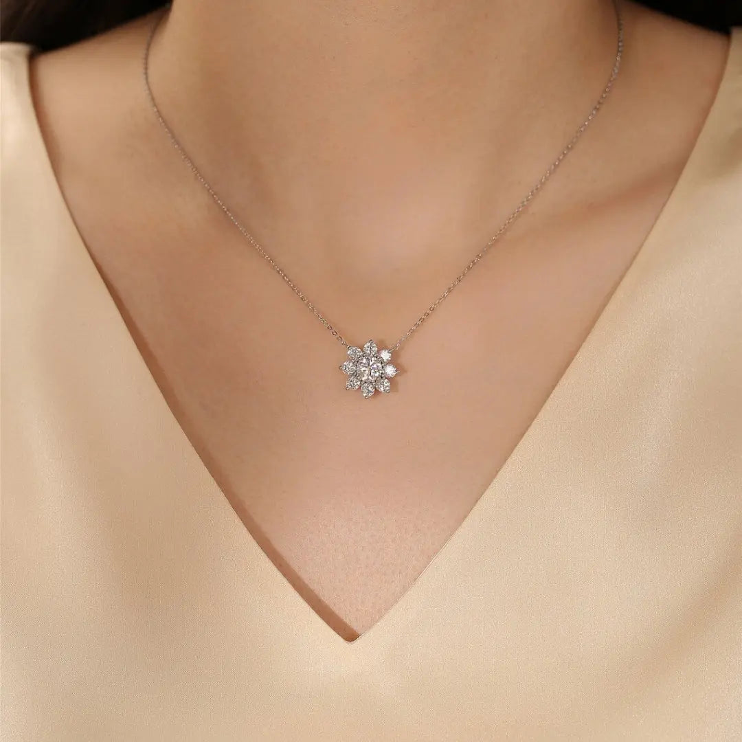Moissanite 1.53 CT Round Cut Diamond Necklace Jewel Carts