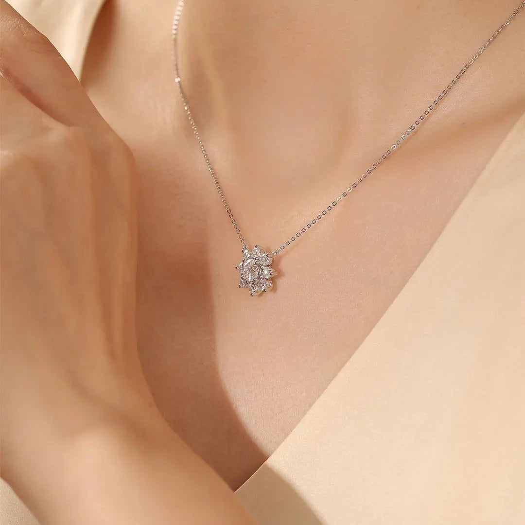 Moissanite 1.53 CT Round Cut Diamond Necklace Jewel Carts