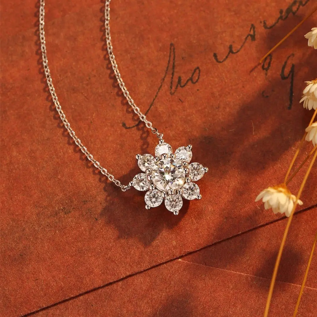Moissanite 1.53 CT Round Cut Diamond Necklace Jewel Carts